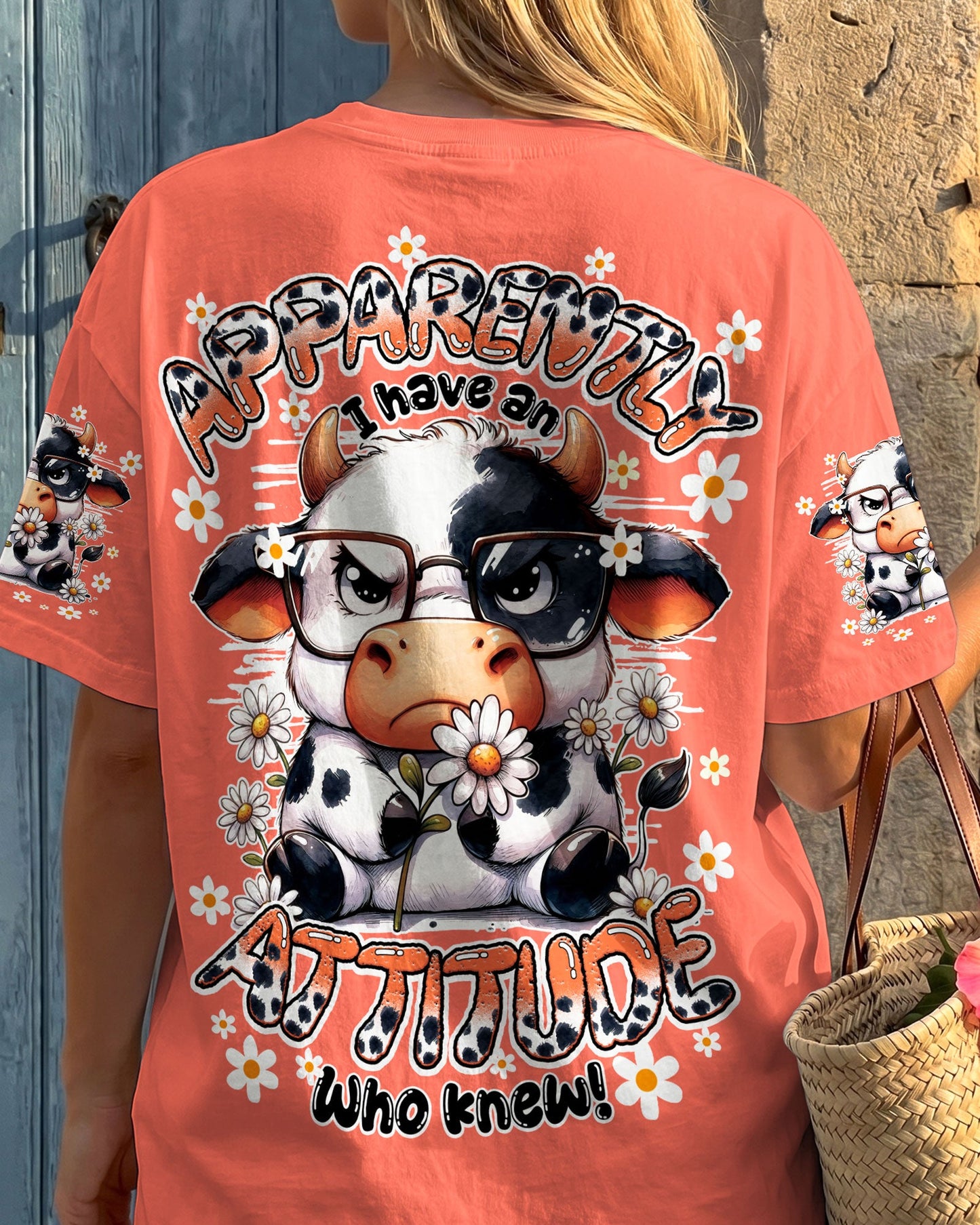 APPARENTLY I HAVE AN ATTITUDE WHO KNEW COW ALL OVER PRINT - TY0206261