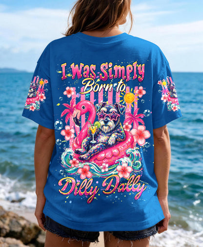 I WAS SIMPLY BORN TO DILLY DALLY SCHNAUZER DOG BEACH  ALL OVER PRINT   - TLHG1405262