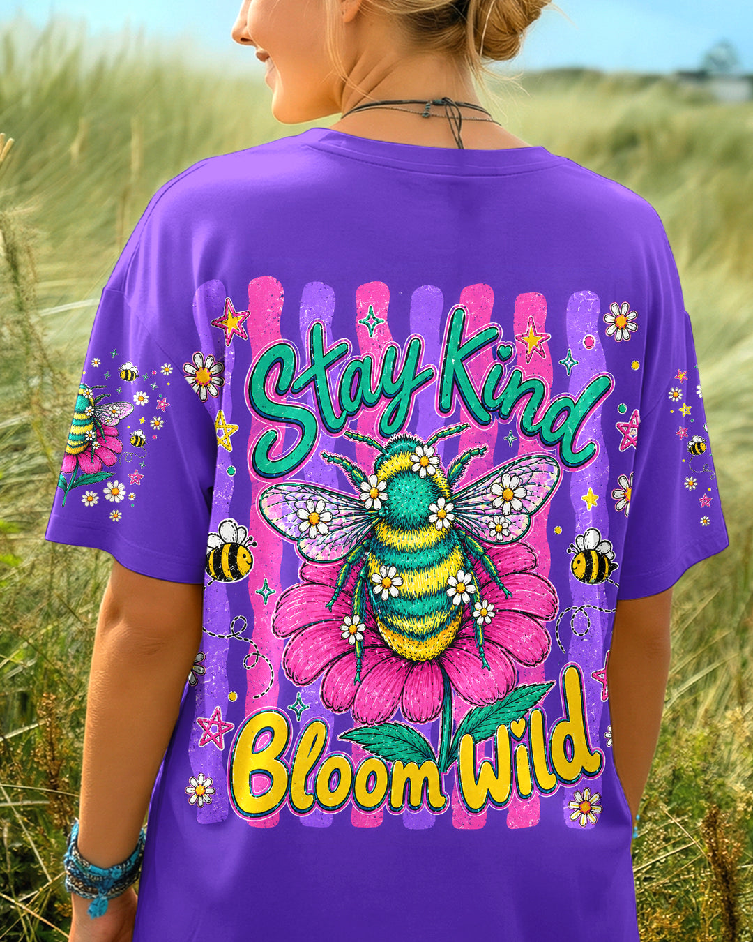 STAY KIND BLOOM WILD BEE ALL OVER PRINT - TLHG0705263
