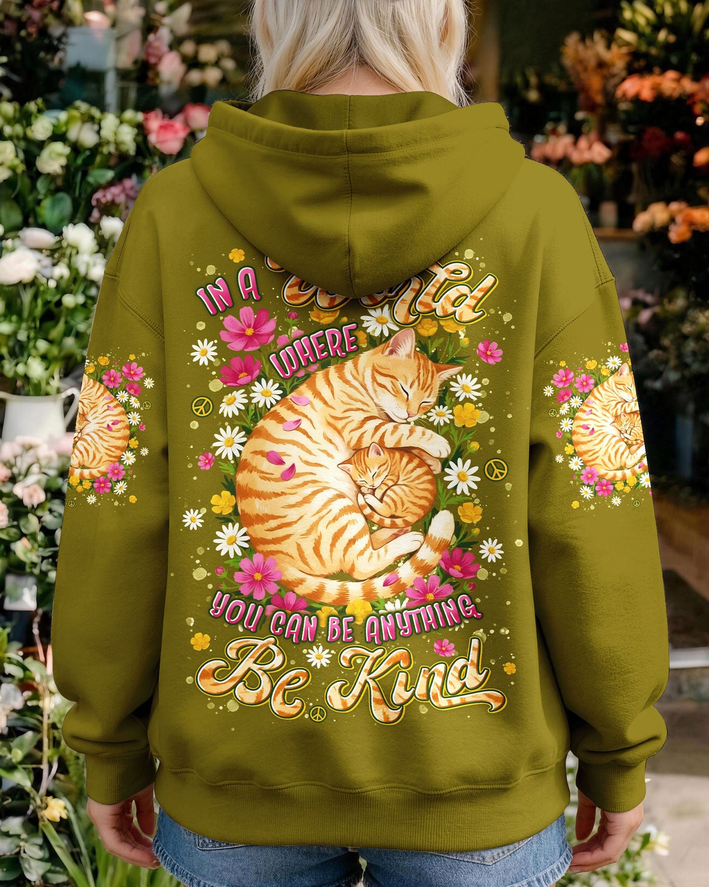IN A WORLD WHERE YOU CAN BE ANYTHING BE KIND CAT ALL OVER PRINT - TYLN1505261