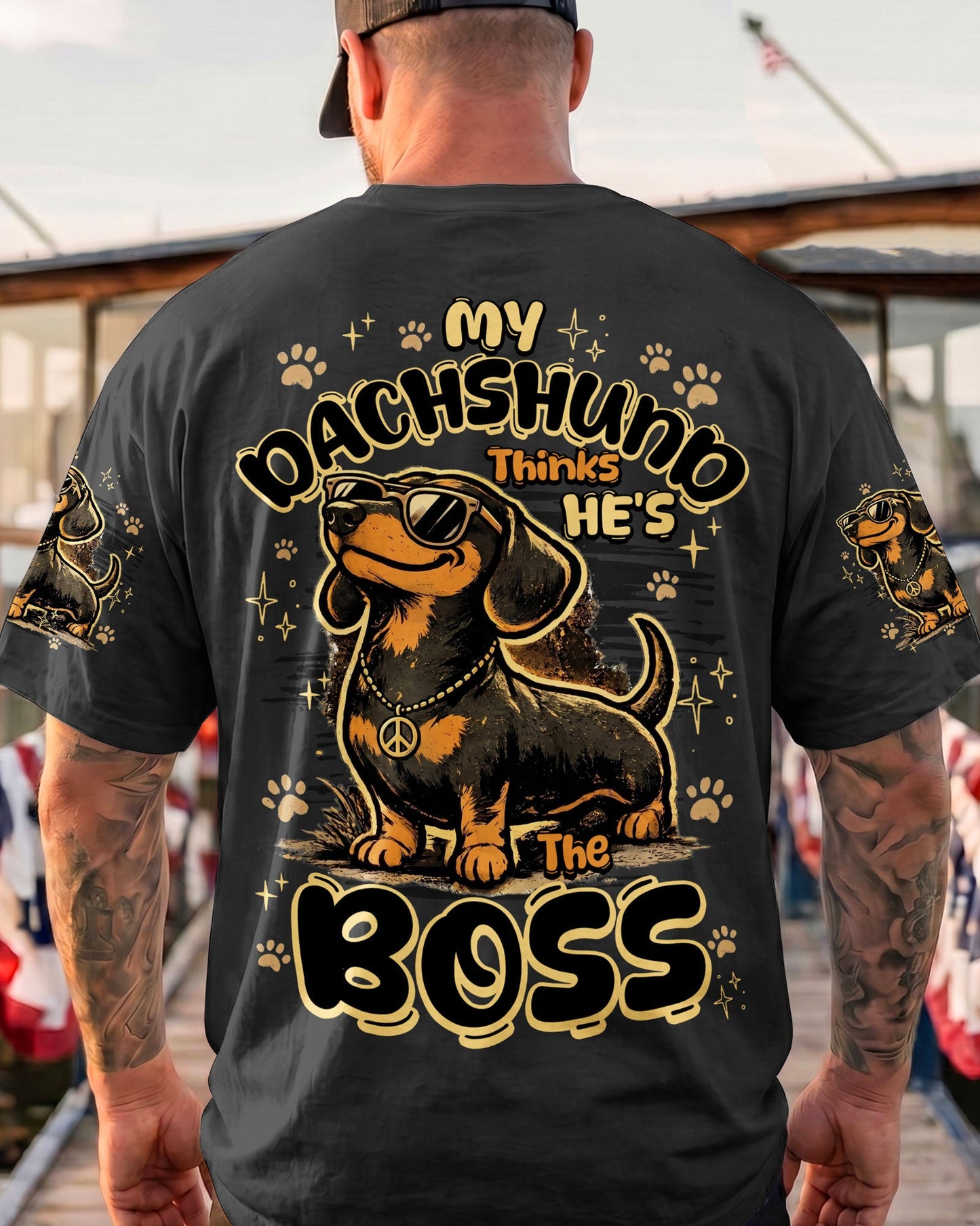 MY DACHSHUND THINKS HE'S THE BOSS DOG ALL OVER PRINT - TY1805262