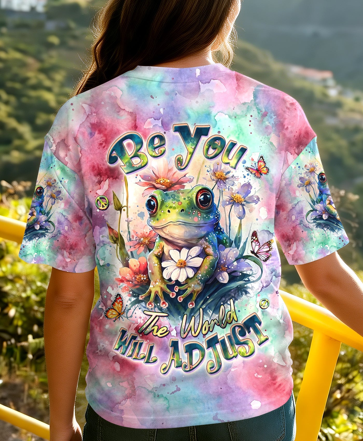 BE YOU THE WORLD WILL ADJUST FROG ALL OVER PRINT - TLHG2605262