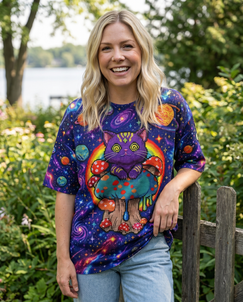 GALAXY MUSHROOM CAT PSYCHEDELIC ALL OVER PRINT - KMTM1905261