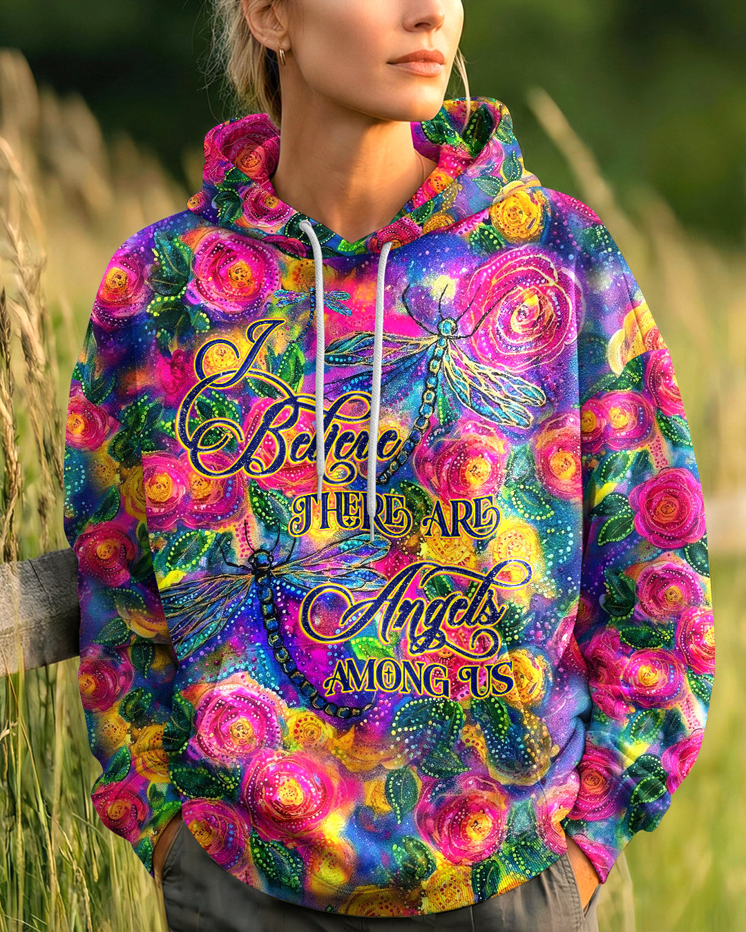 I BELIEVE THERE ARE ANGELS AMONG US DRAGONFLY ALL OVER PRINT - TLHG0106263
