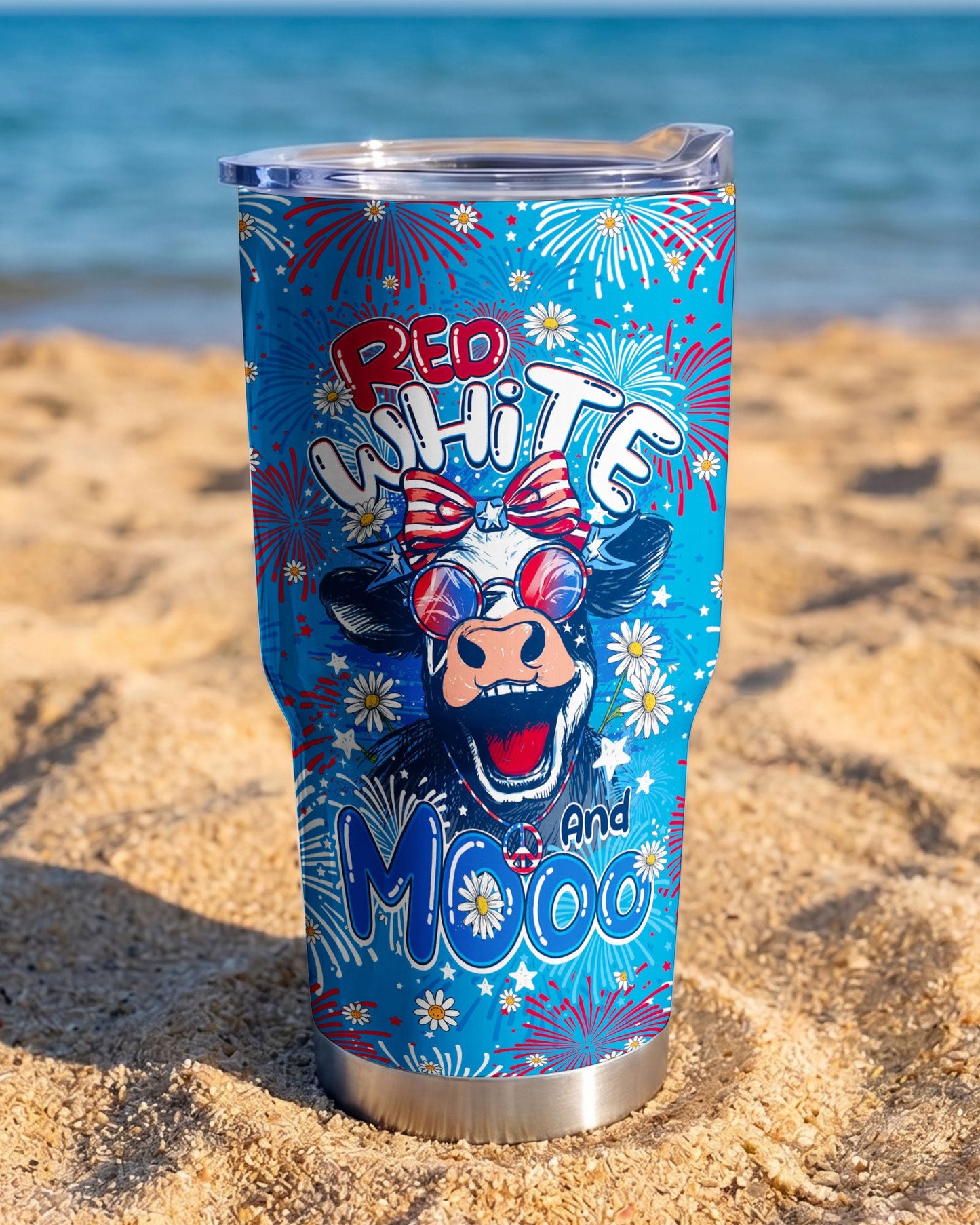 RED WHITE AND MOOO COW TUMBLER - TY1306263