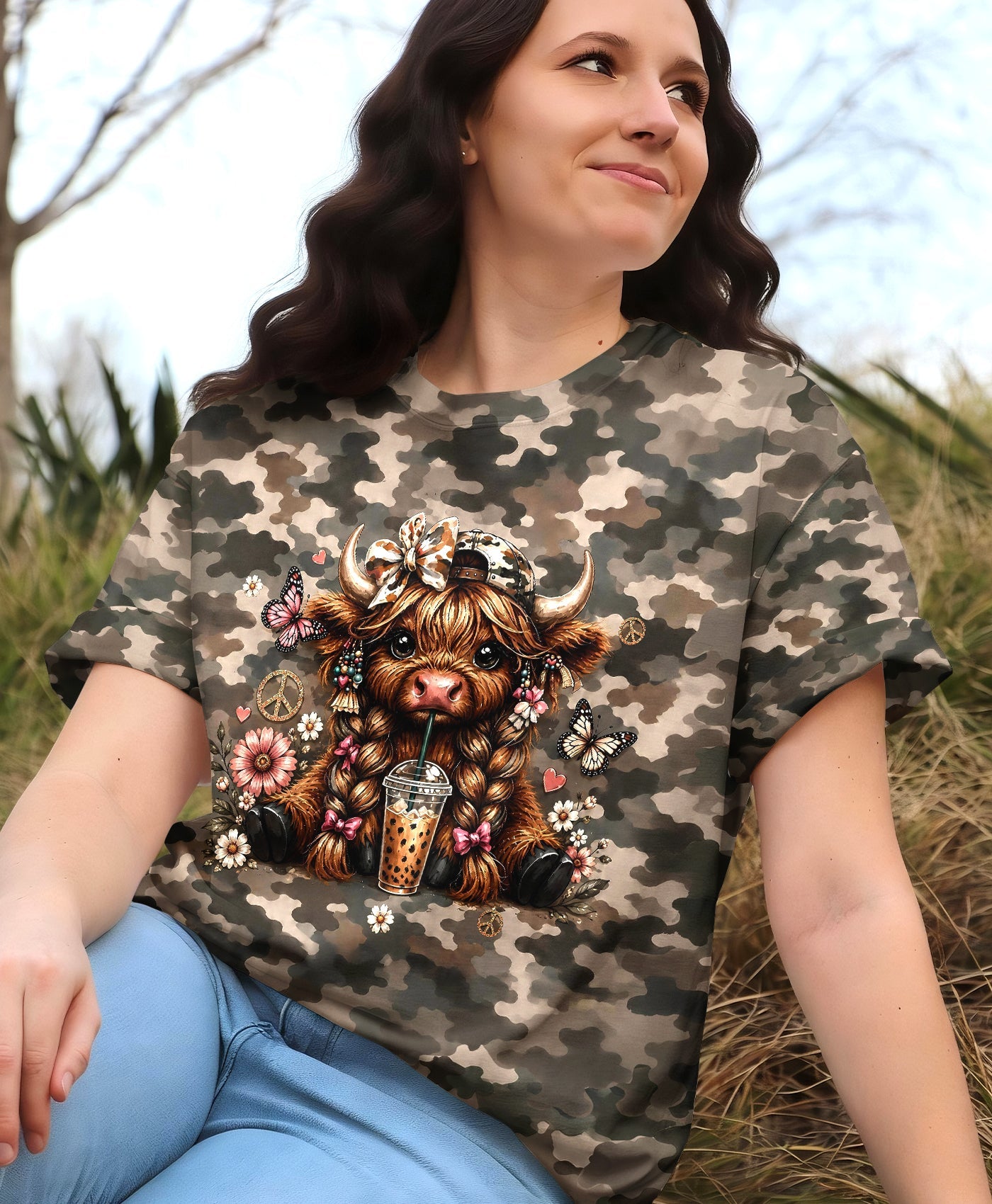LITTLE COUNTRY LOTTA ATTITUDE COW ALL OVER PRINT  - TLHG0906262