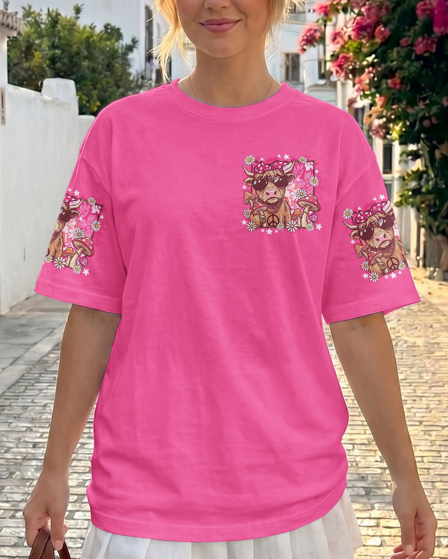 PEACE LOVE AND MOOO COW ALL OVER PRINT - TY1906262