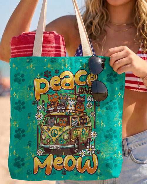 PEACE LOVE AND MEOW CATS TOTE BAG - TY0707264
