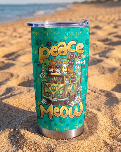PEACE LOVE AND MEOW CATS TUMBLER - TY0707265