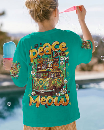 PEACE LOVE AND MEOW CATS KIDS ALL OVER PRINT - TY0707262