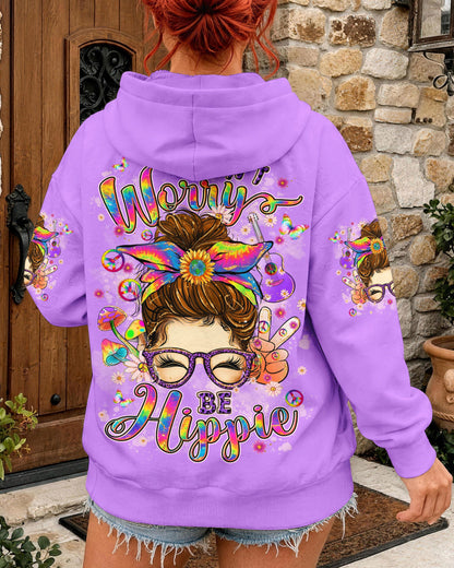 DON'T WORRY BE HIPPIE MESSY BUN ALL OVER PRINT - TYLN3006262