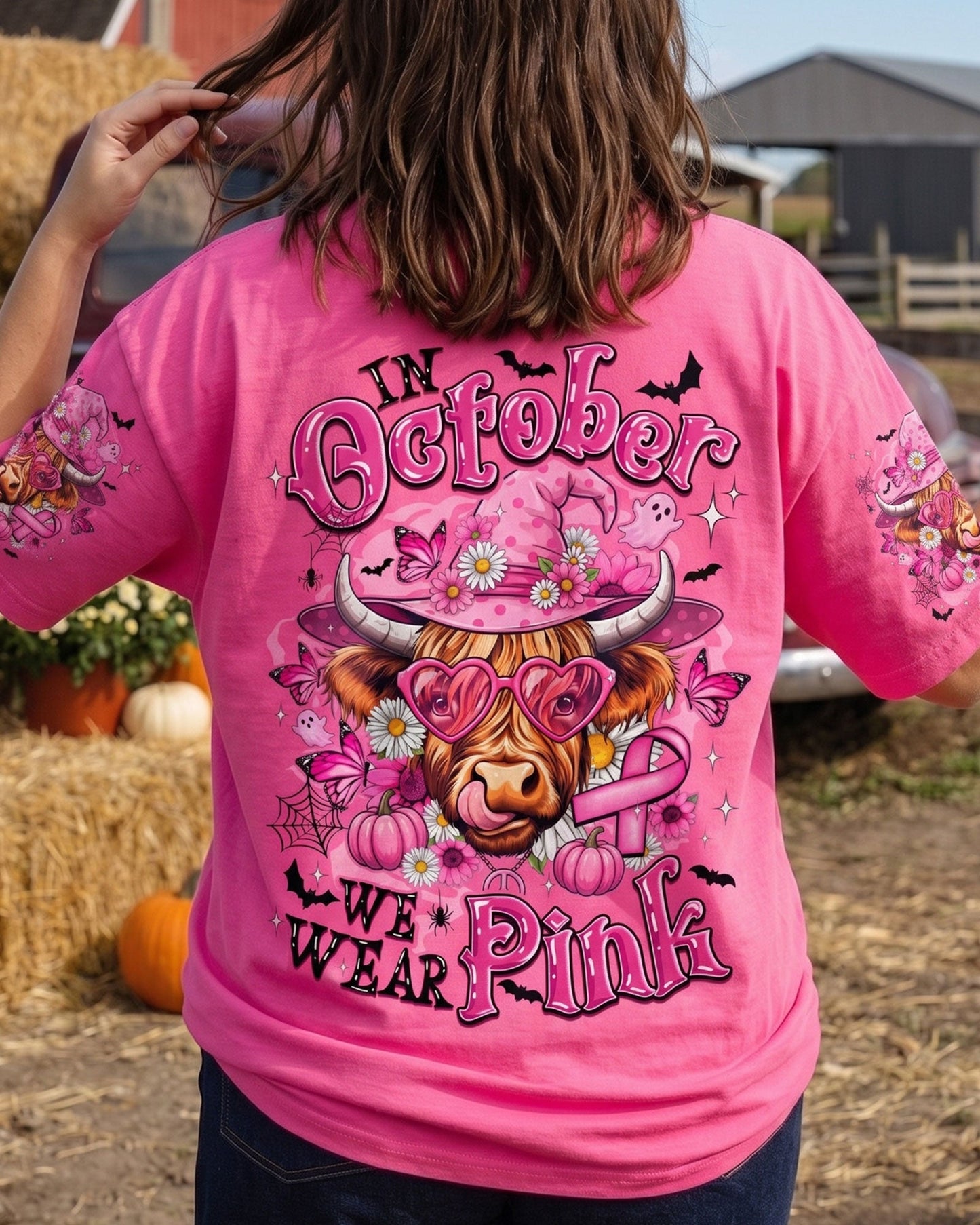 IN OCTOBER WE WEAR PINK COW HALLOWEEN BREAST CANCER AWARENESS ALL OVER PRINT - TYQY1507263