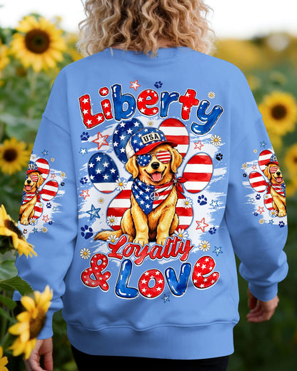 LIBERTY LOYALTY AND LOVE GOLDEN RETRIEVER DOG ALL OVER PRINT - TYQY2205262