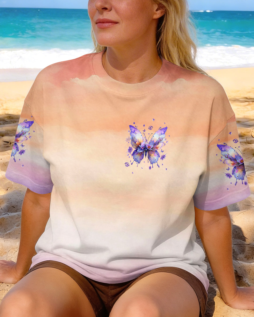 JUST BREATHE BUTTERFLY FLORAL  ALL OVER PRINT - TLHG0204261
