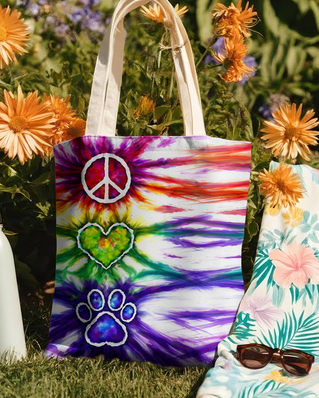 PEACE LOVE PAW PRINT SWIRL TOTE BAG  - TLHG1304265