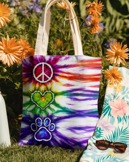 PEACE LOVE PAW PRINT SWIRL TOTE BAG  - TLHG1304265
