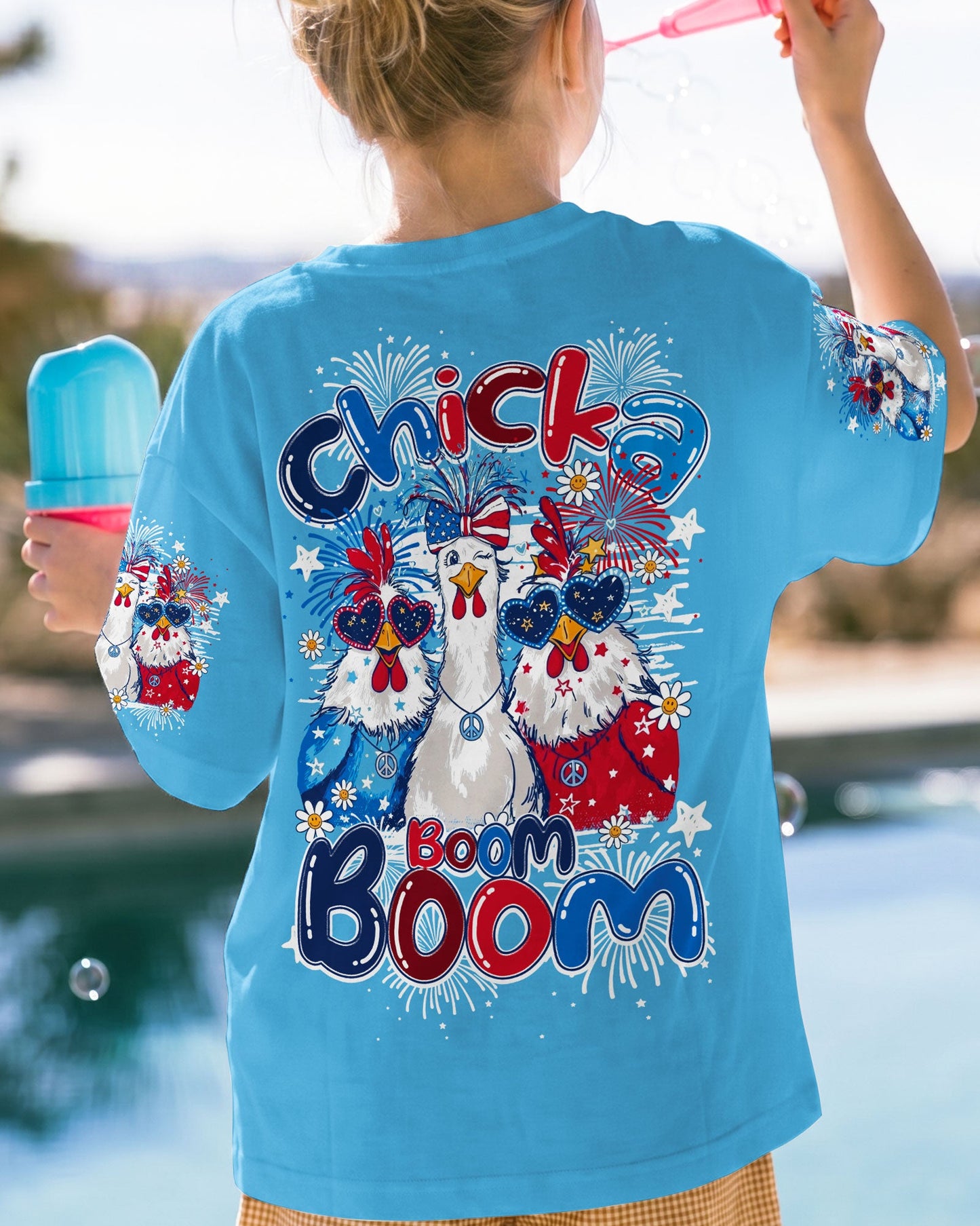 CHICKA BOOM BOOM HIPPIE CHICKEN KIDS ALL OVER PRINT - TY0406262