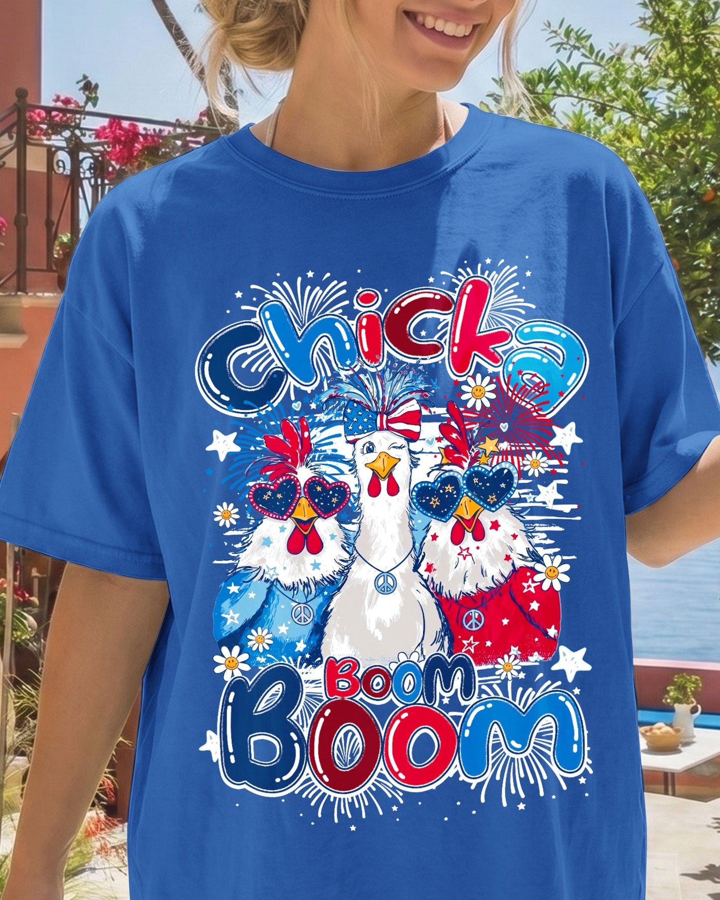 CHICKA BOOM BOOM HIPPIE CHICKEN COTTON SHIRT - TY0506261