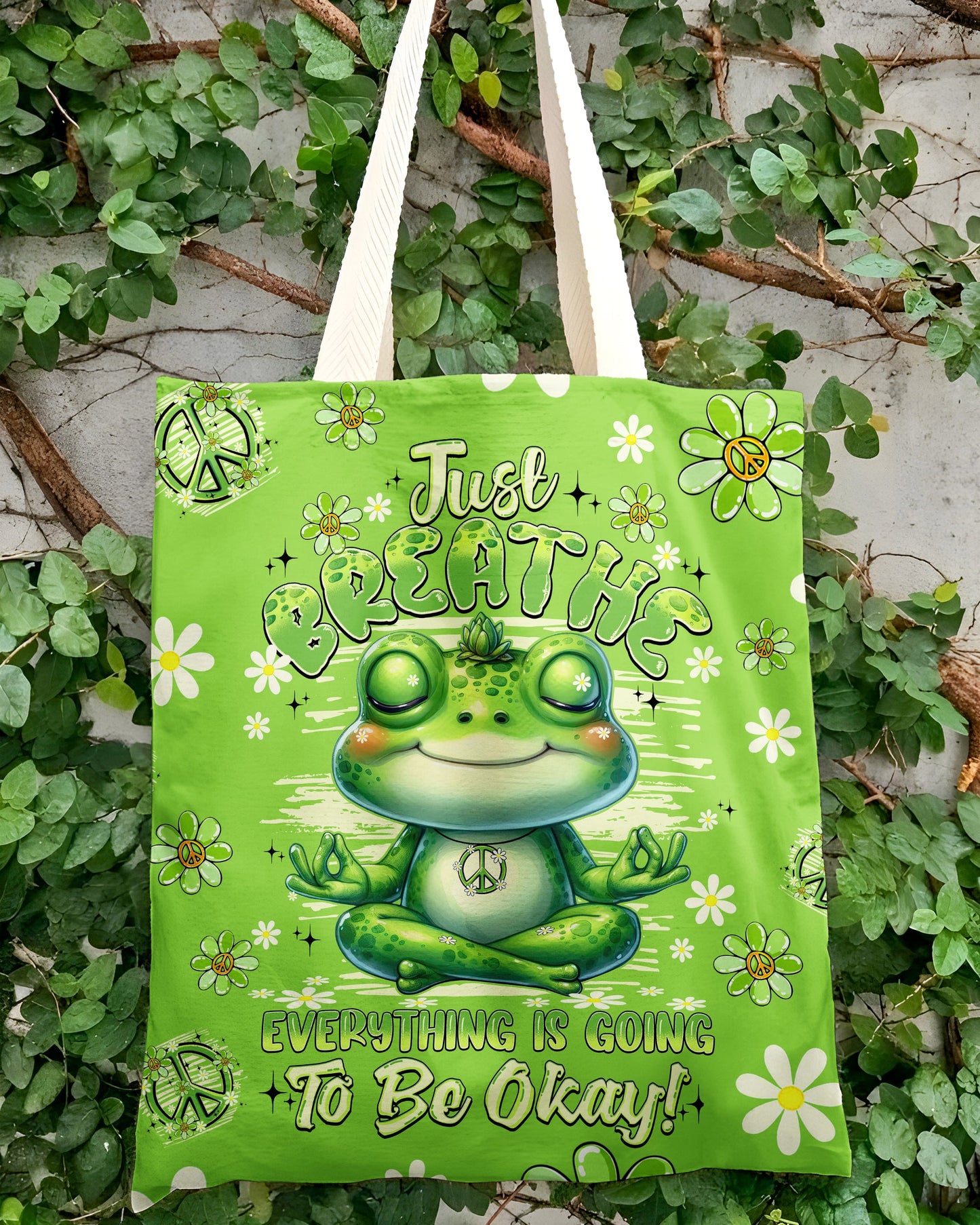 JUST BREATHE FROG TOTE BAG - TYQY1304266