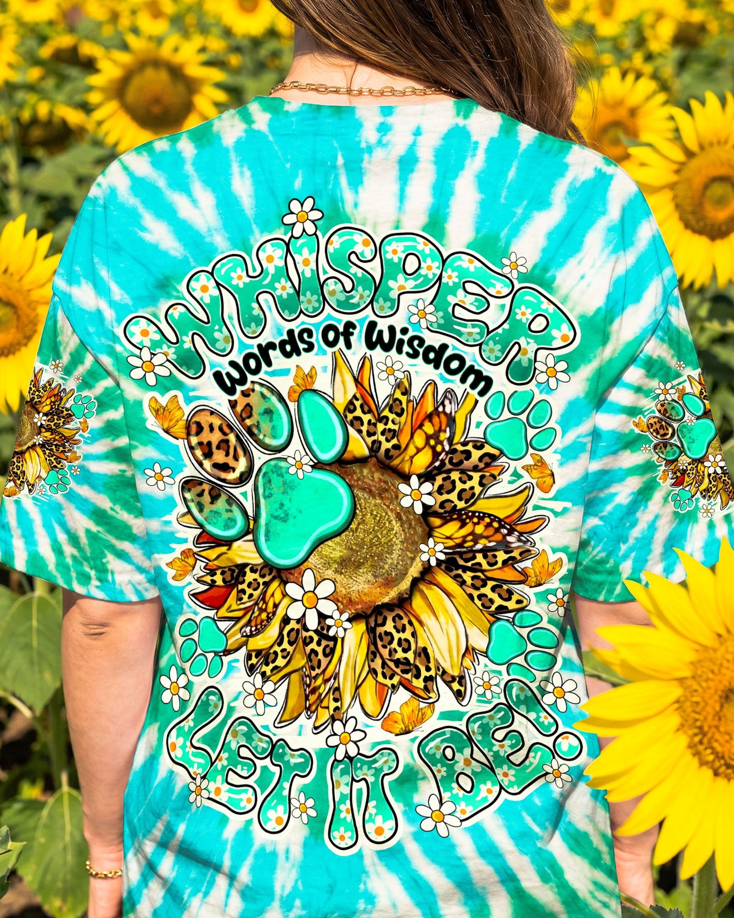 WHISPER WORDS OF WISDOM LET IT BE SUNFLOWER PAW ALL OVER PRINT - TY3005261