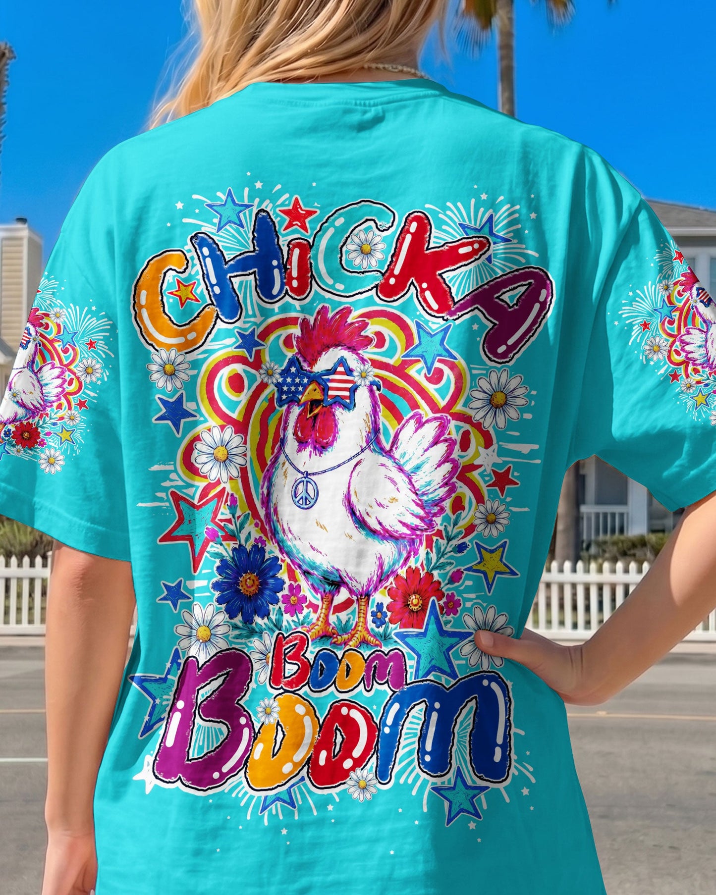 CHICKA BOOM BOOM HIPPIE CHICKEN ALL OVER PRINT - TY0406264