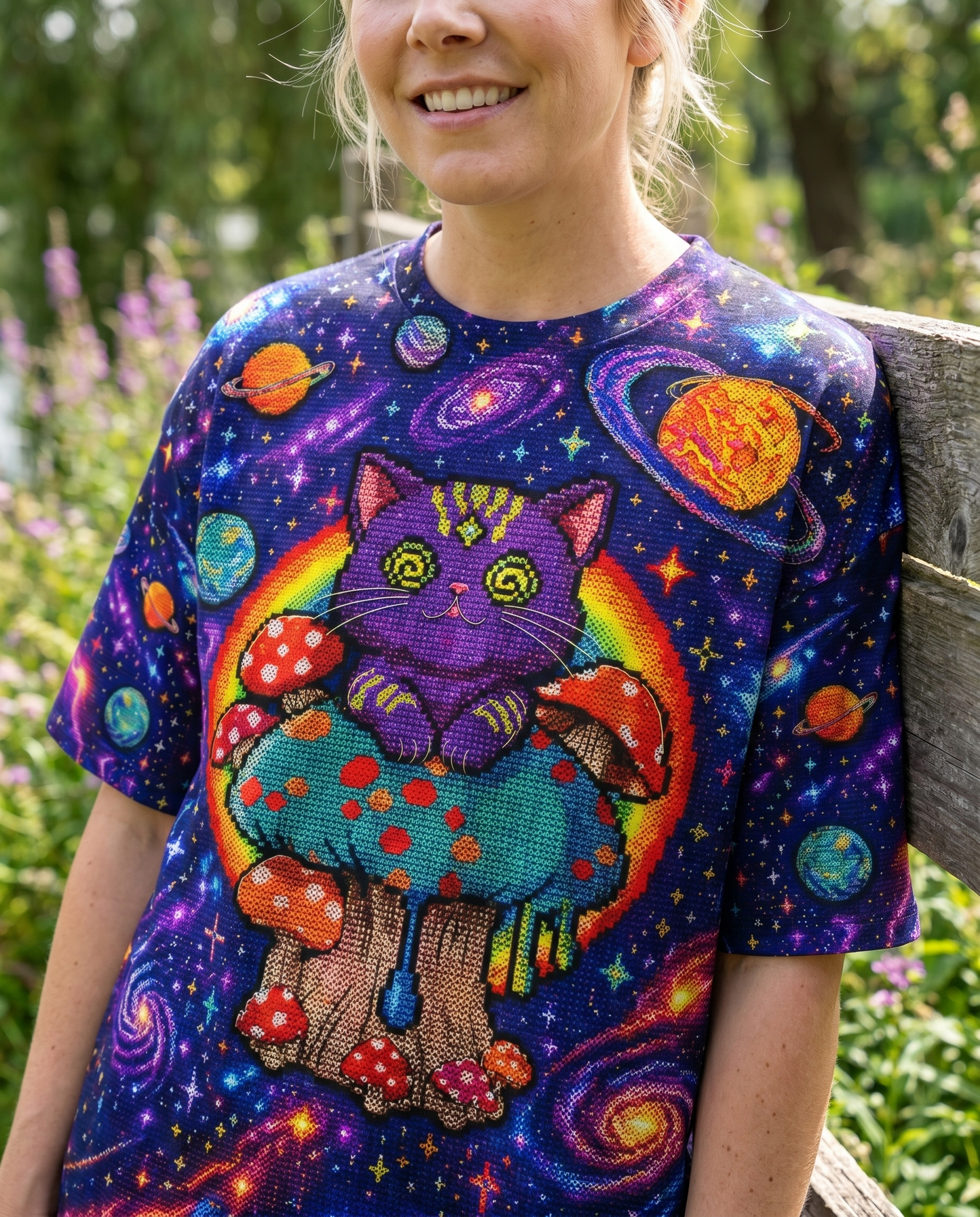 GALAXY MUSHROOM CAT PSYCHEDELIC ALL OVER PRINT - KMTM1905261