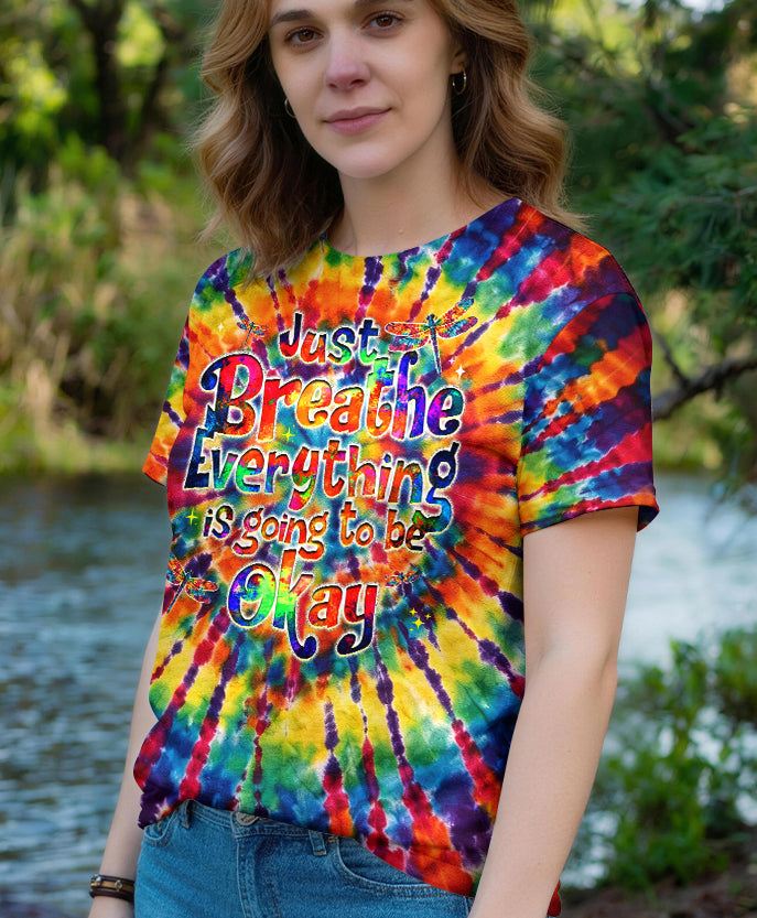 JUST BREATHE DRAGONFLY  COLORFUL  SWIRL ALL OVER PRINT - TLHG0904261
