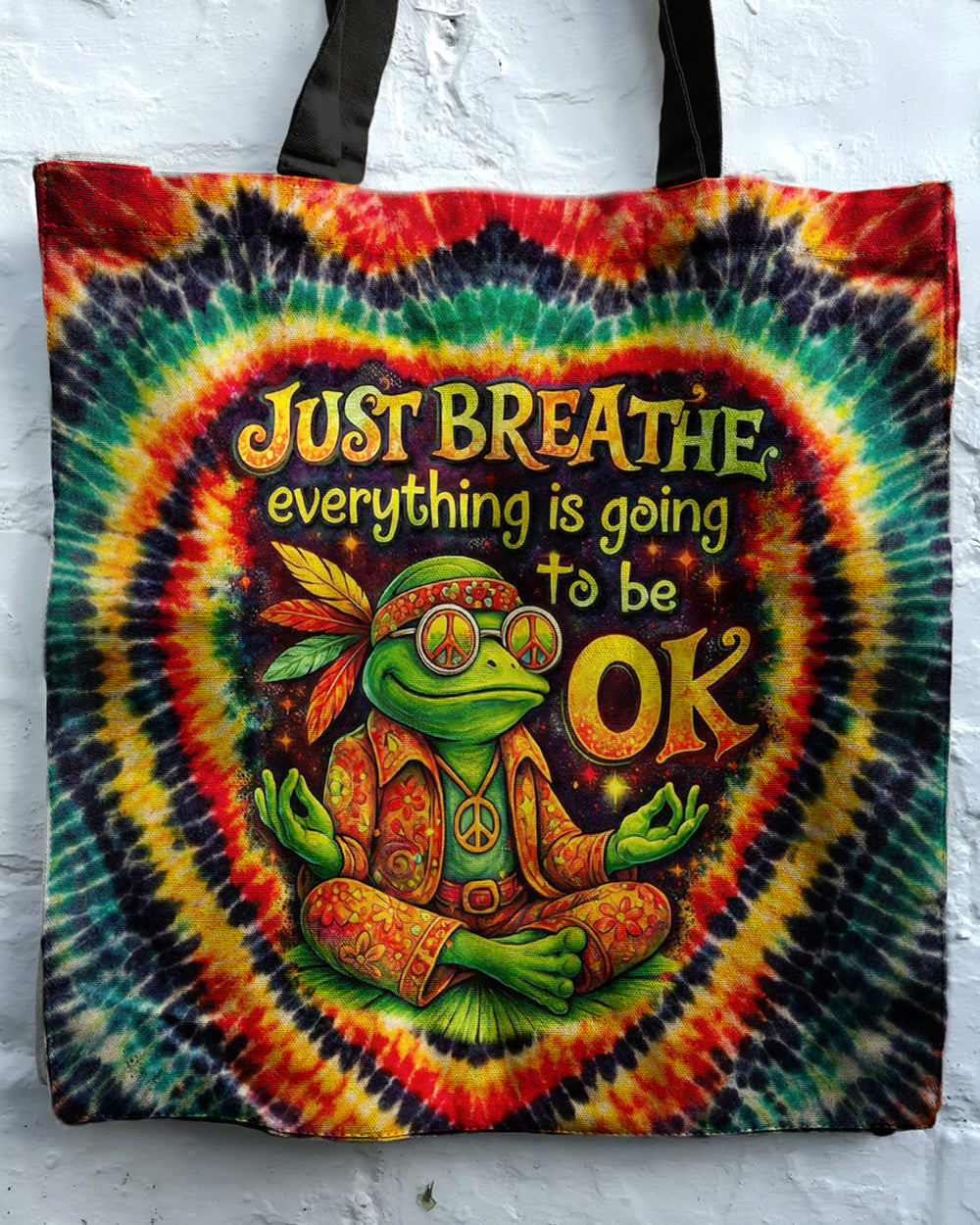 JUST BREATHE FROG SWIRL TOTE BAG - KMTM2604261