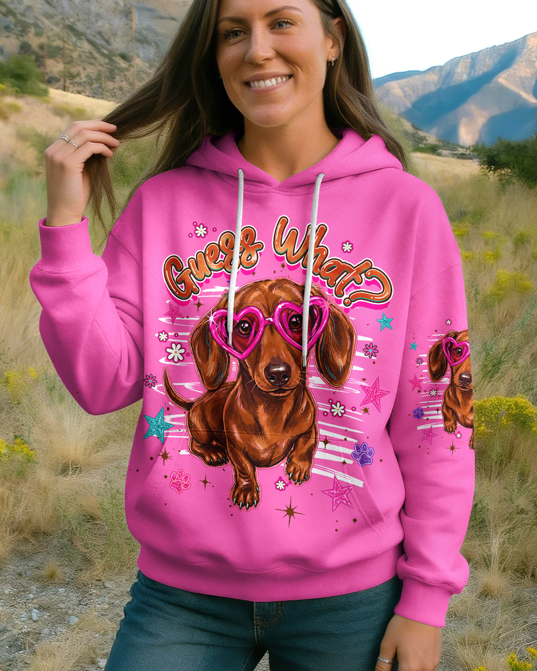 GUESS WHAT DACHSHUND DOG FUNNY ALL OVER PRINT - TLHG0705262