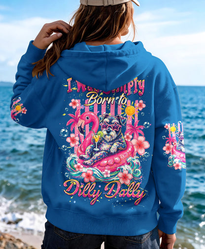 I WAS SIMPLY BORN TO DILLY DALLY SCHNAUZER DOG BEACH  ALL OVER PRINT   - TLHG1405262