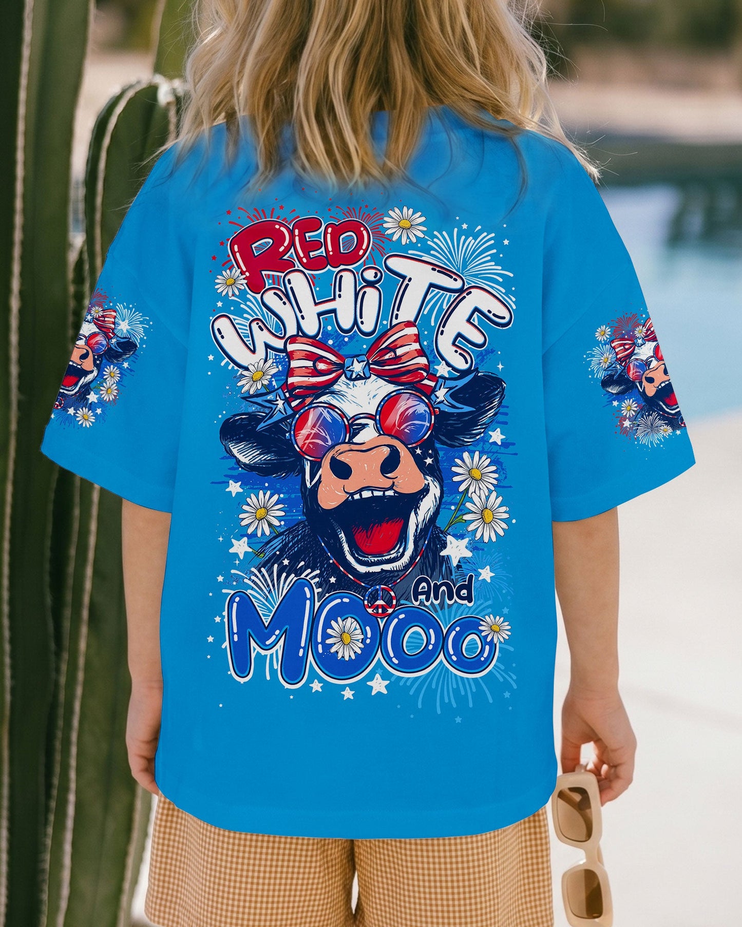 RED WHITE AND MOOO COW KIDS ALL OVER PRINT - TY0806261