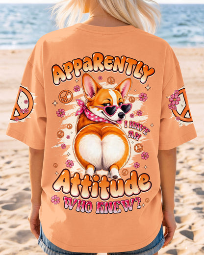 APPARENTLY I HAVE AN ATTITUDE WHO KNEW CORGI DOG ALL OVER PRINT - TYQY0505262
