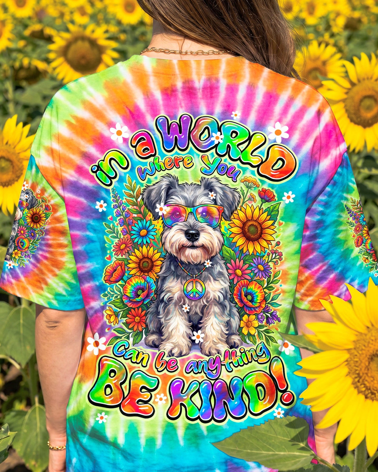 IN A WORLD WHERE YOU CAN BE ANYTHING BE KIND SCHNAUZER DOG ALL OVER PRINT - TY0805264