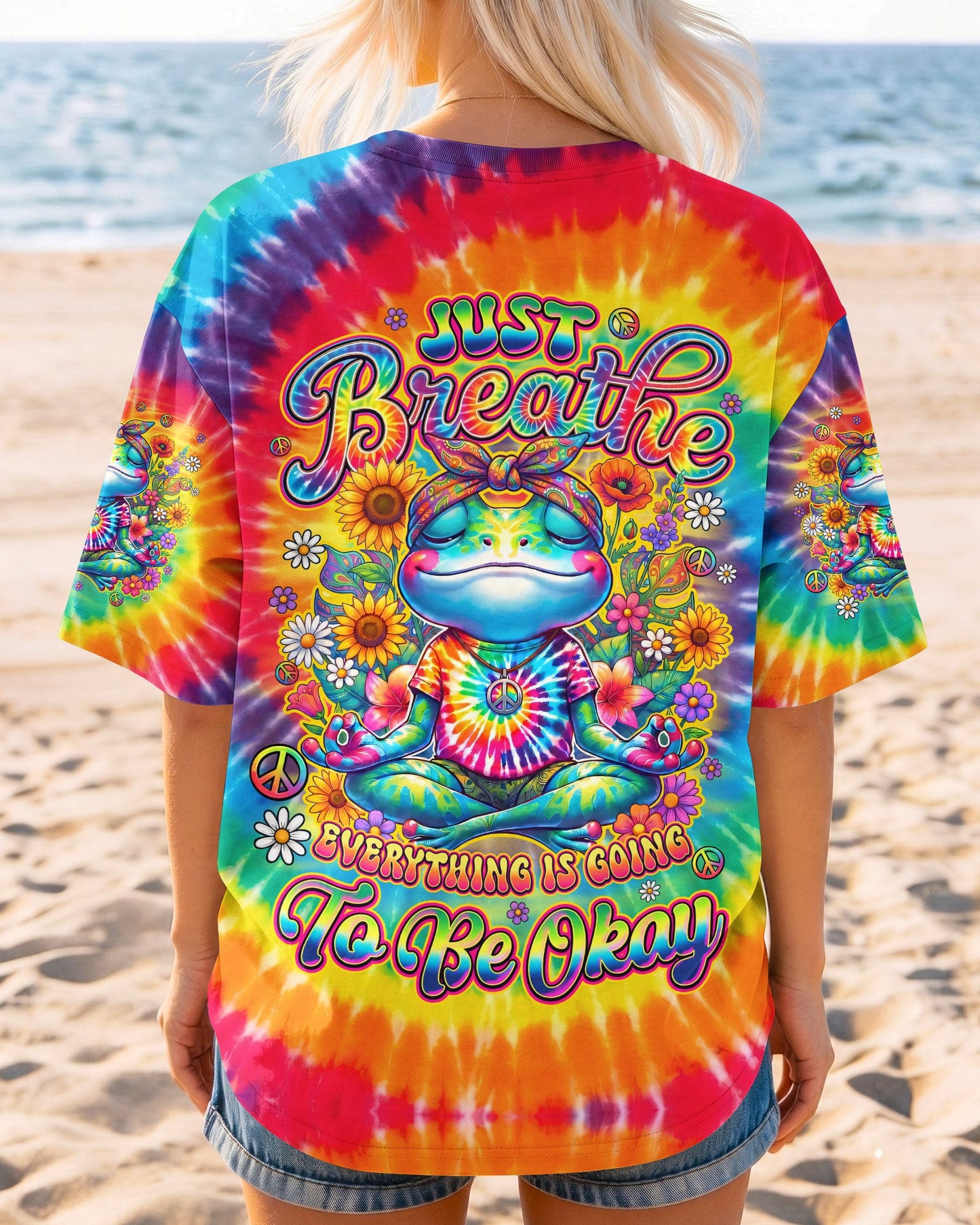 JUST BREATHE FROG COLORFUL ALL OVER PRINT - TYQY0705261