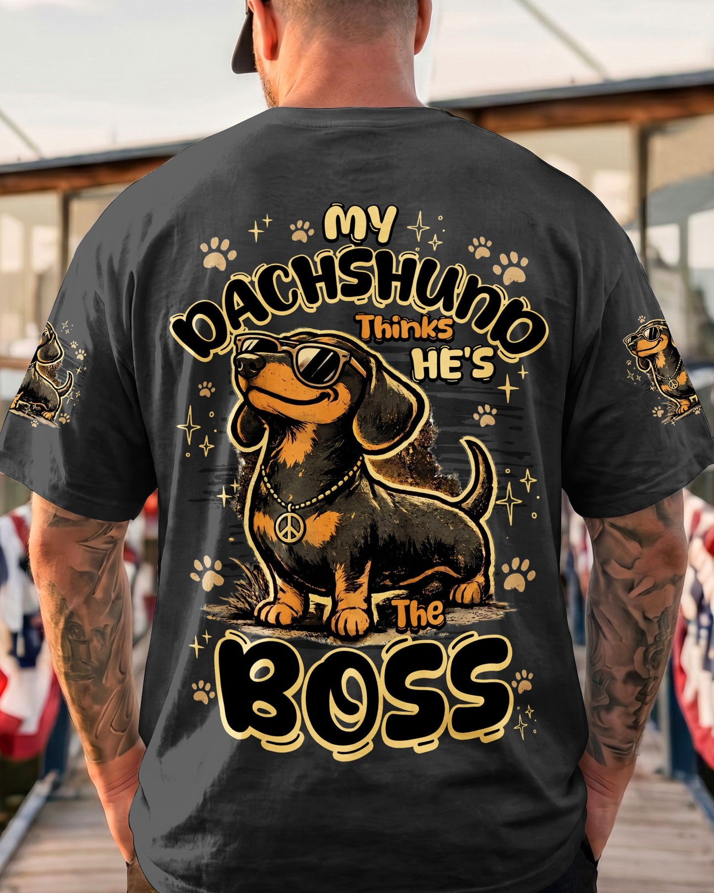MY DACHSHUND THINKS HE'S THE BOSS DOG ALL OVER PRINT - TY1805262