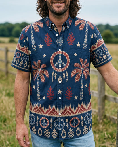 PEACE PALM IKAT BUTTON-DOWN COLLAR SHIRT - KMTM0906261