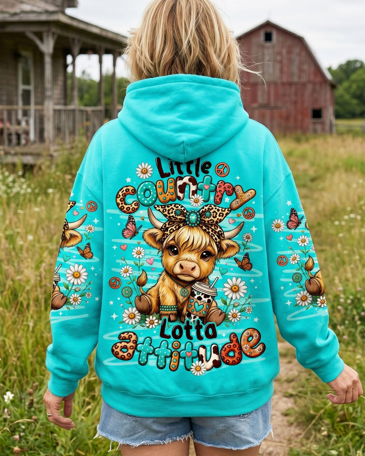LITTLE COUNTRY LOTTA ATTITUDE COW ALL OVER PRINT  - TLNO0906263