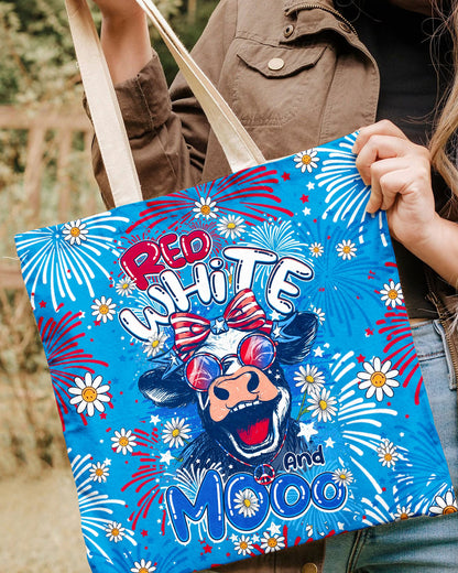 RED WHITE AND MOOO COW TOTE BAG - TY1306264