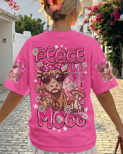 PEACE LOVE AND MOOO COW ALL OVER PRINT - TY1906262