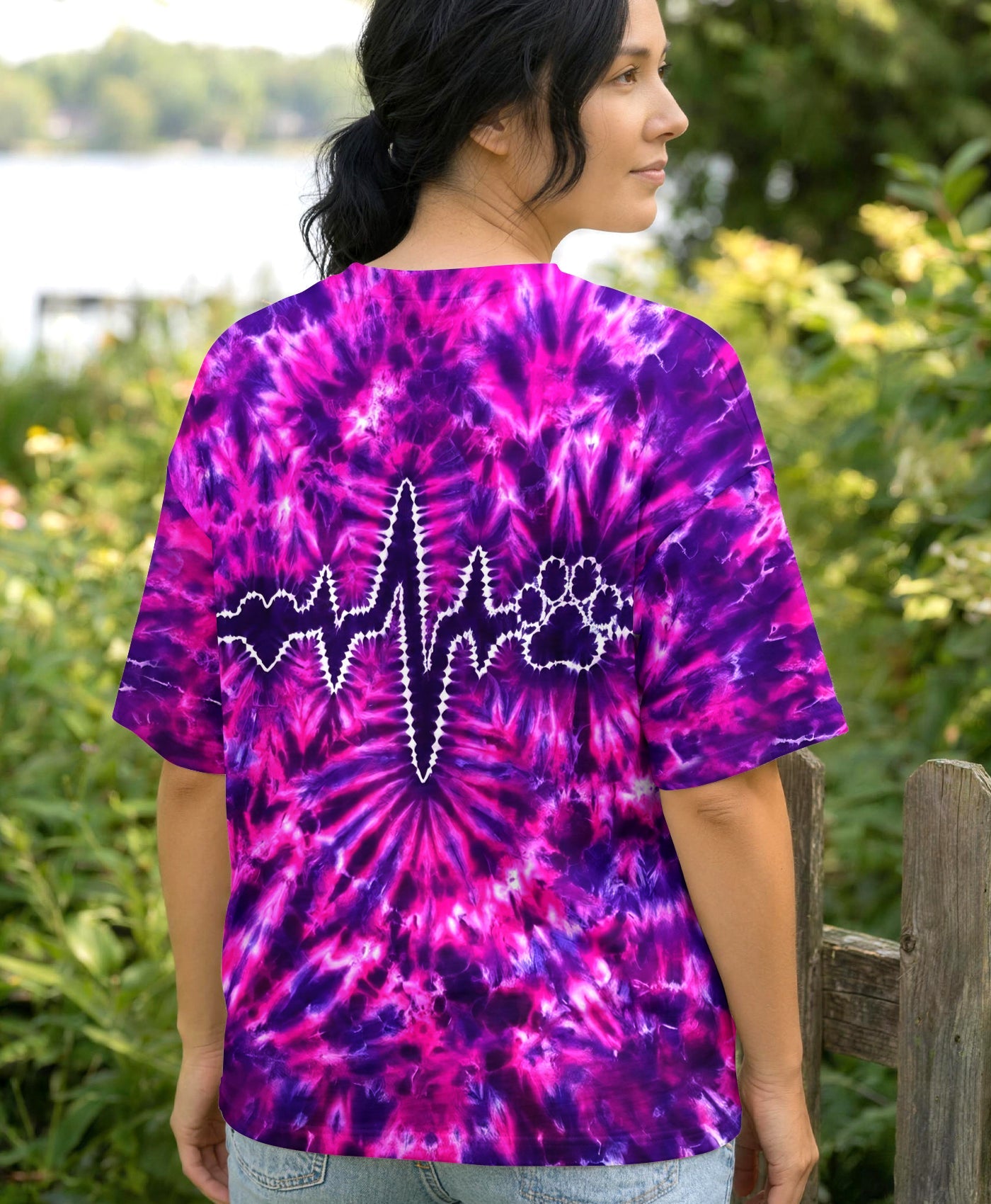 HEARTBEAT PAW PRINT PURPLE PINK BURST ALL OVER PRINT - TLHG1706261
