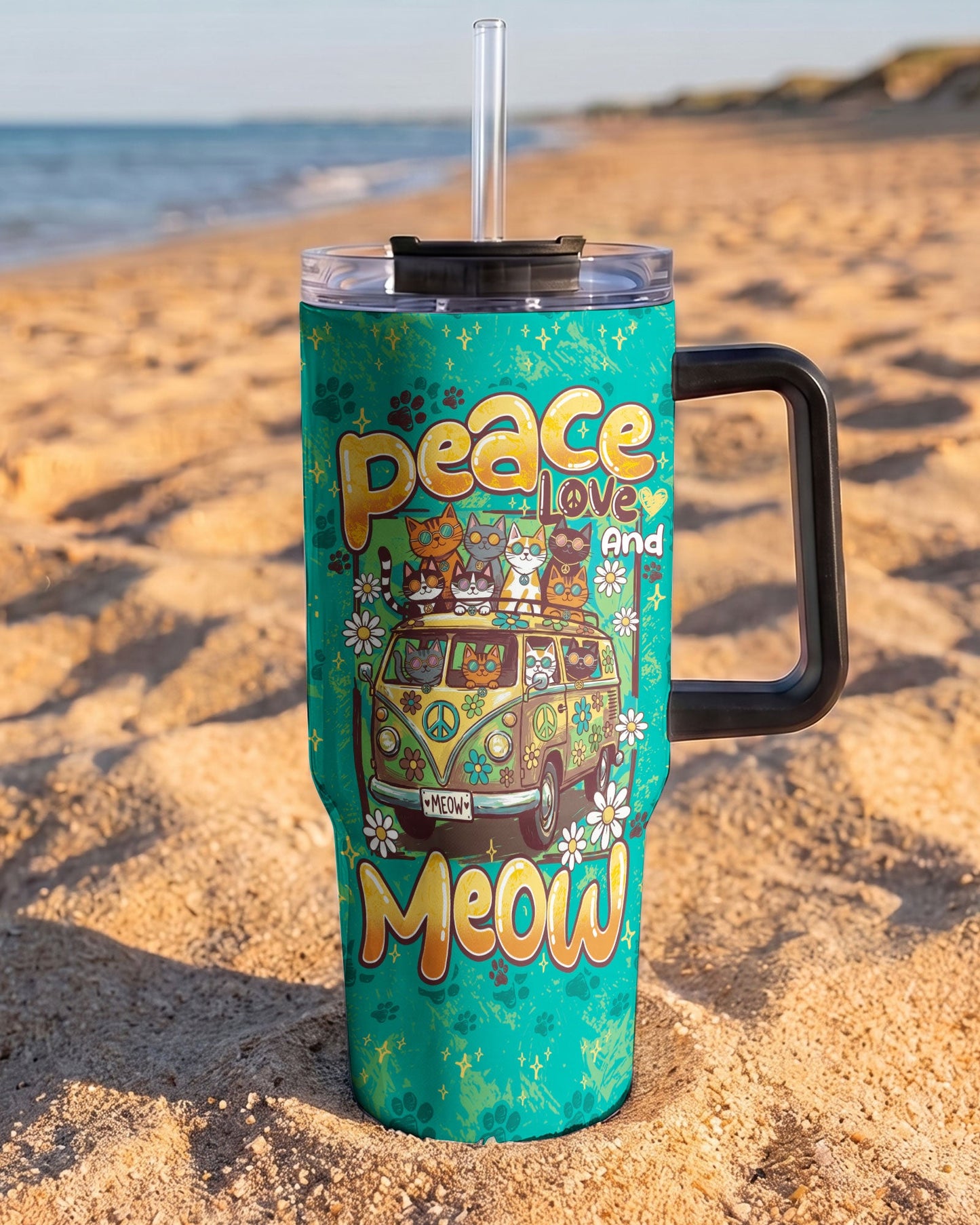 PEACE LOVE AND MEOW CATS TUMBLER - TY0707265