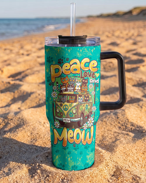 PEACE LOVE AND MEOW CATS TUMBLER - TY0707265