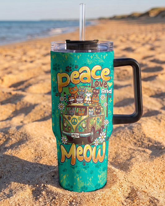 PEACE LOVE AND MEOW CATS TUMBLER - TY0707265