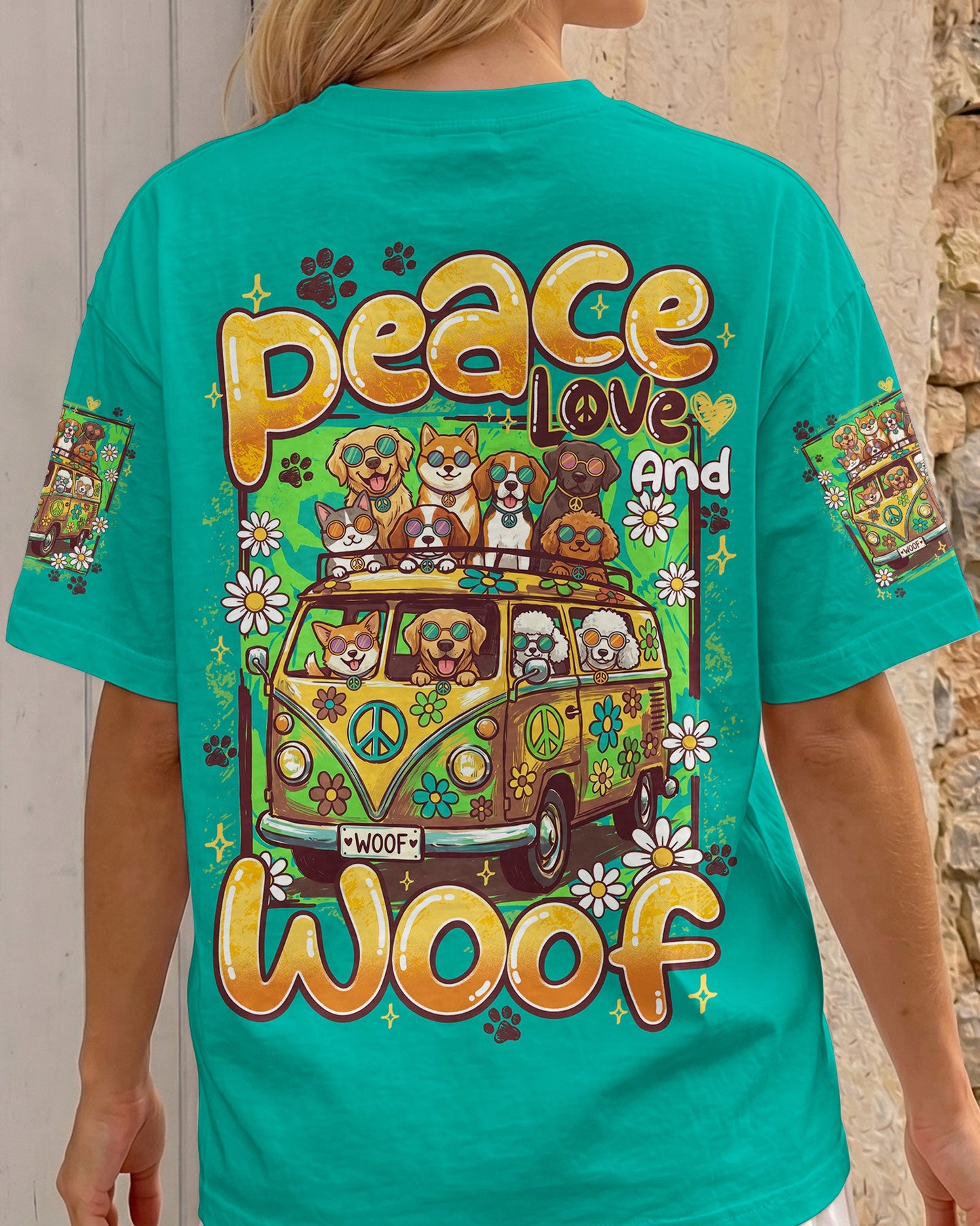 PEACE LOVE AND WOOF ALL OVER PRINT - TY0707261