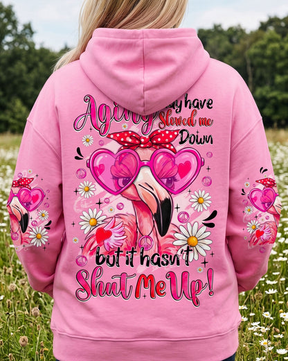 AGING MAY HAVE SLOWED ME DOWN FLAMINGO ALL OVER PRINT - TYQY0207261