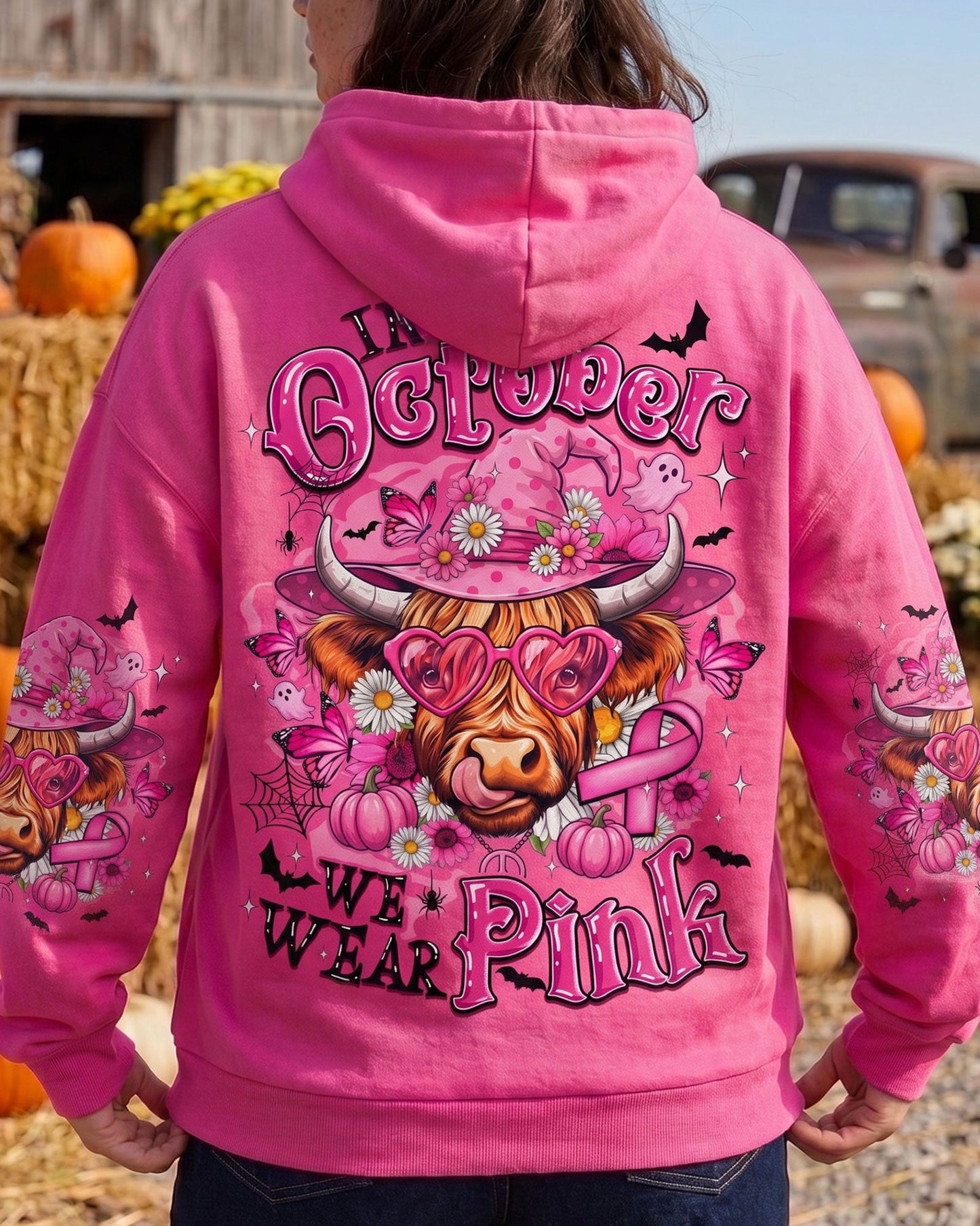 IN OCTOBER WE WEAR PINK COW HALLOWEEN BREAST CANCER AWARENESS ALL OVER PRINT - TYQY1507263