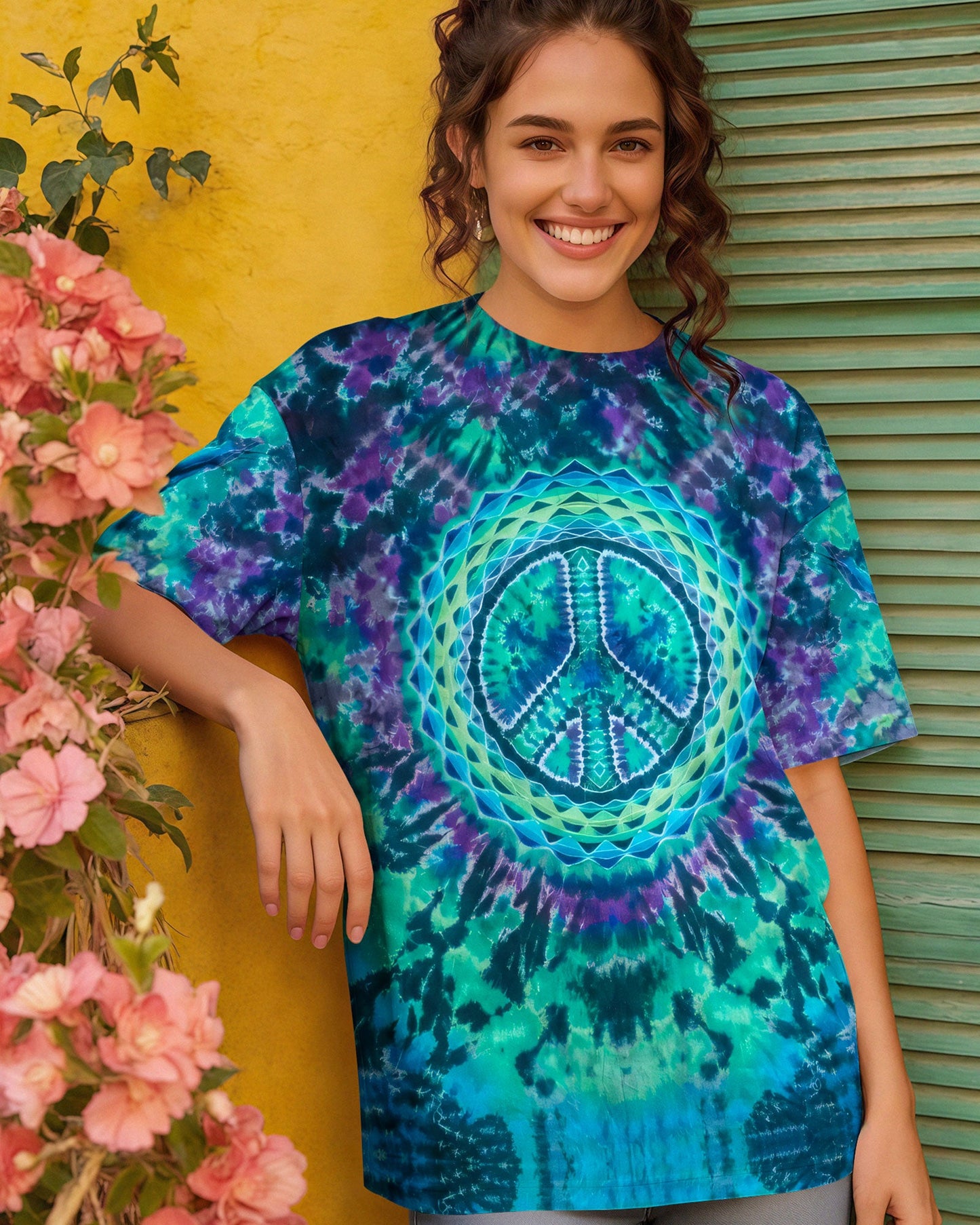 MANDALA PEACE BLUE TEAL ALL OVER PRINT - TYQY0604261