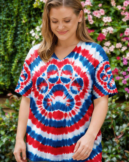 RED WHITE AND BLUE PAW ALL OVER PRINT - TYQY0104261