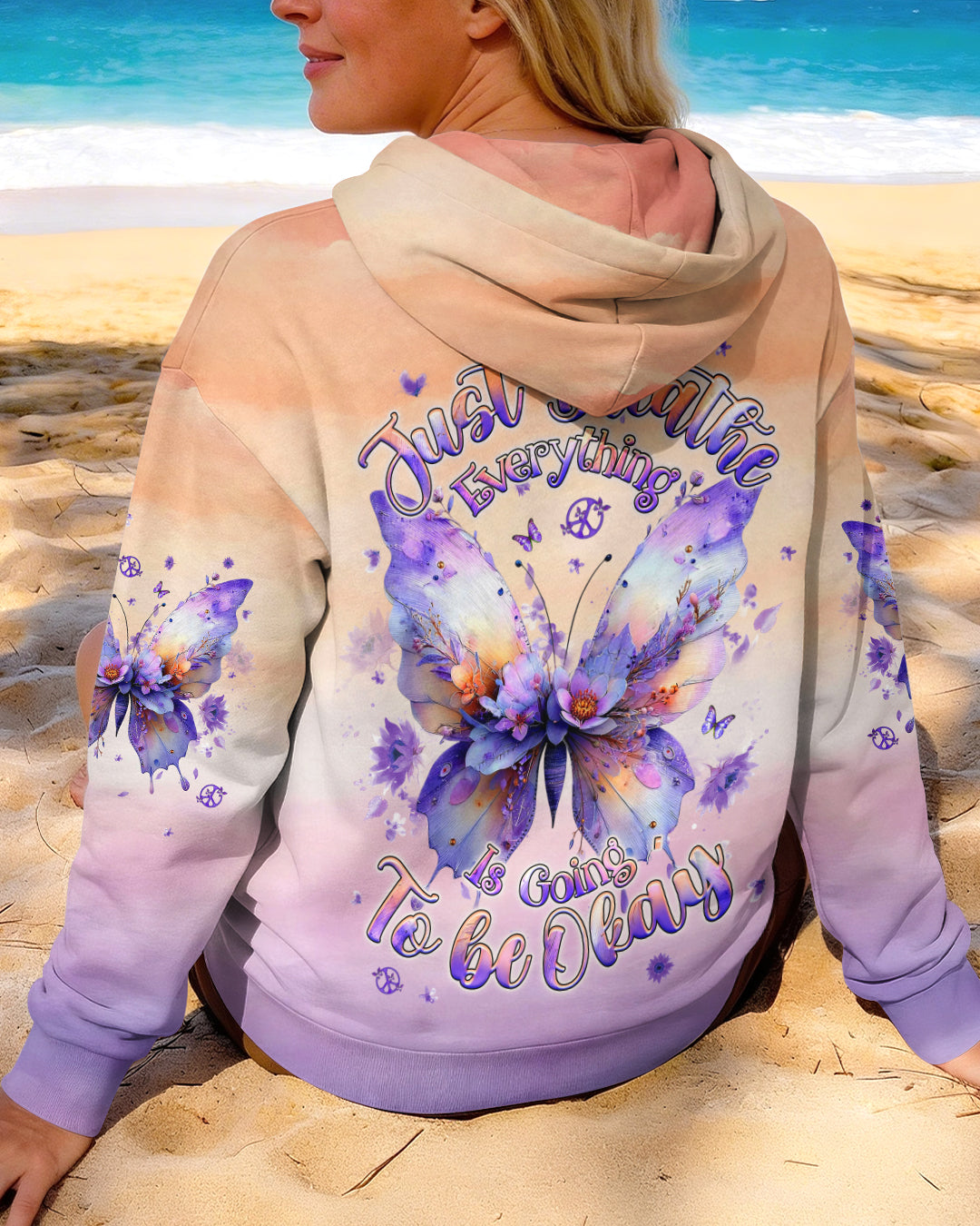 JUST BREATHE BUTTERFLY FLORAL  ALL OVER PRINT - TLHG0204261