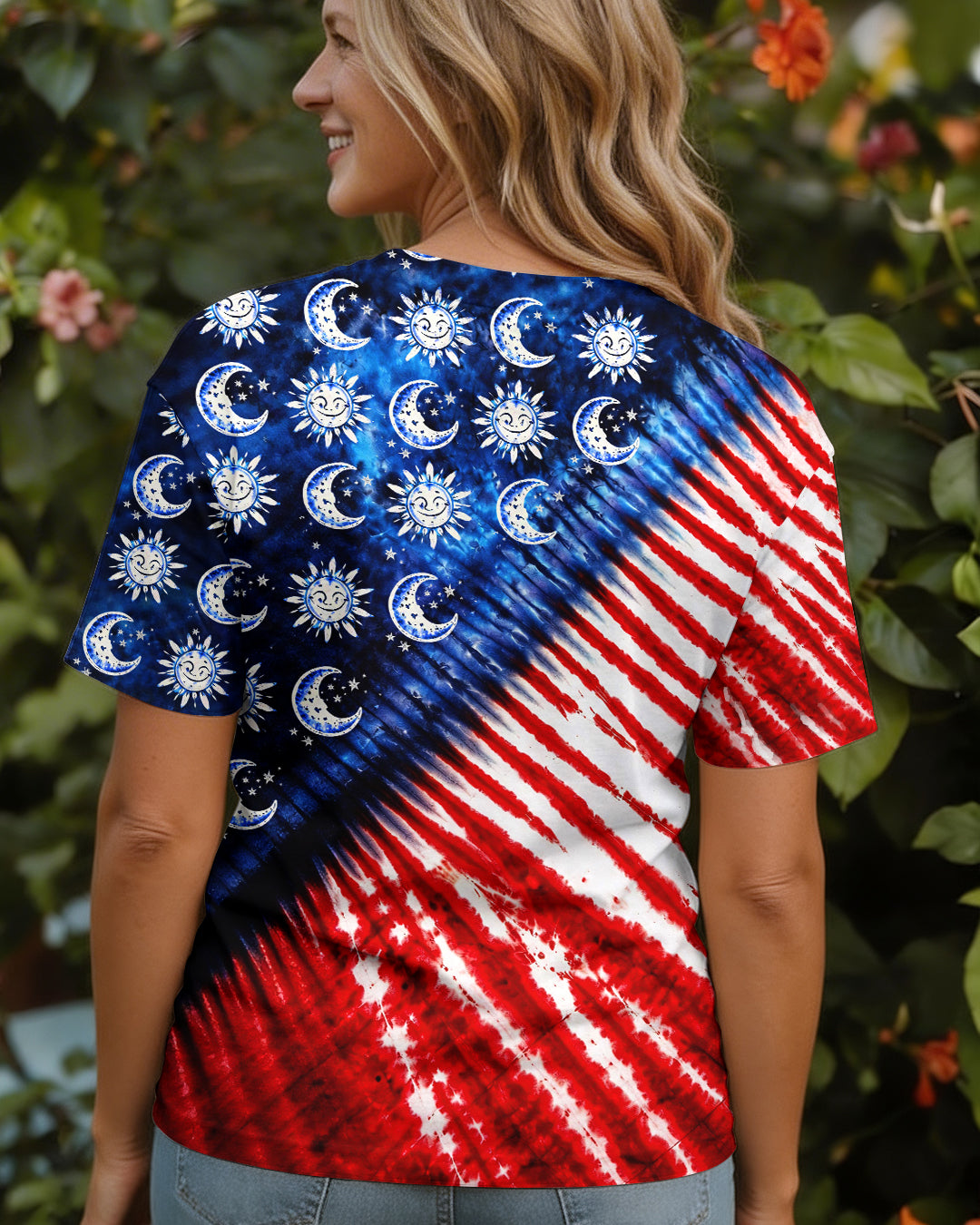 SUN AND MOON RED WHITE & BLUE SWIRL ALL OVER PRINT - TLHG0104262